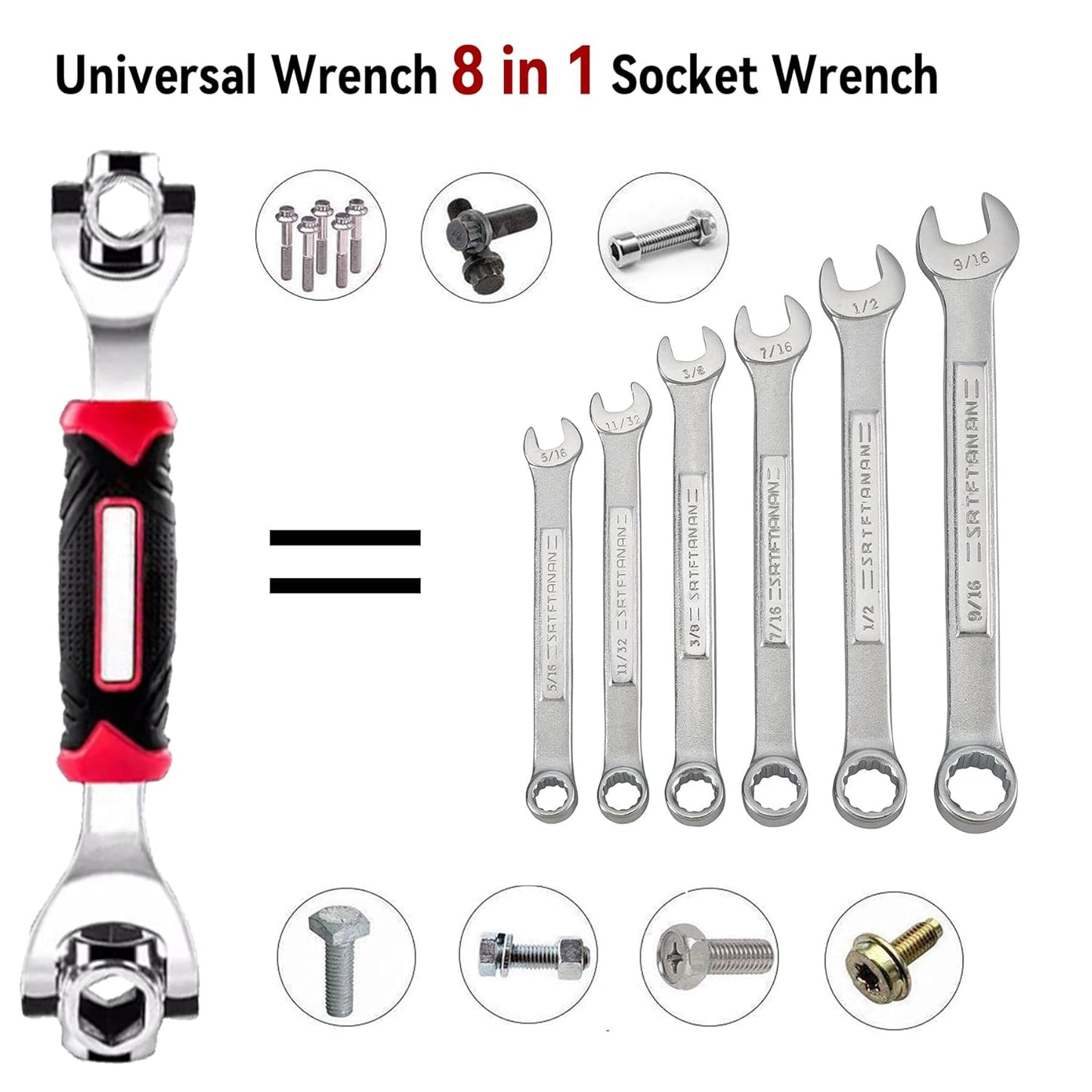 (BUY 1 GET 1 FREE) 8 in 1 Socket Wrench Multi-function Wrench Tool with 360° Rotating
