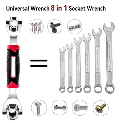 (BUY 1 GET 1 FREE) 8 in 1 Socket Wrench Multi-function Wrench Tool with 360° Rotating
