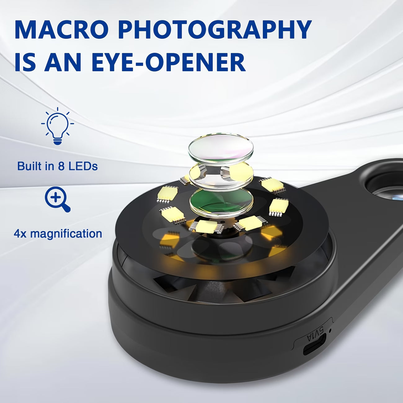 Portable Magnifying Glass with Light 500X Magnification