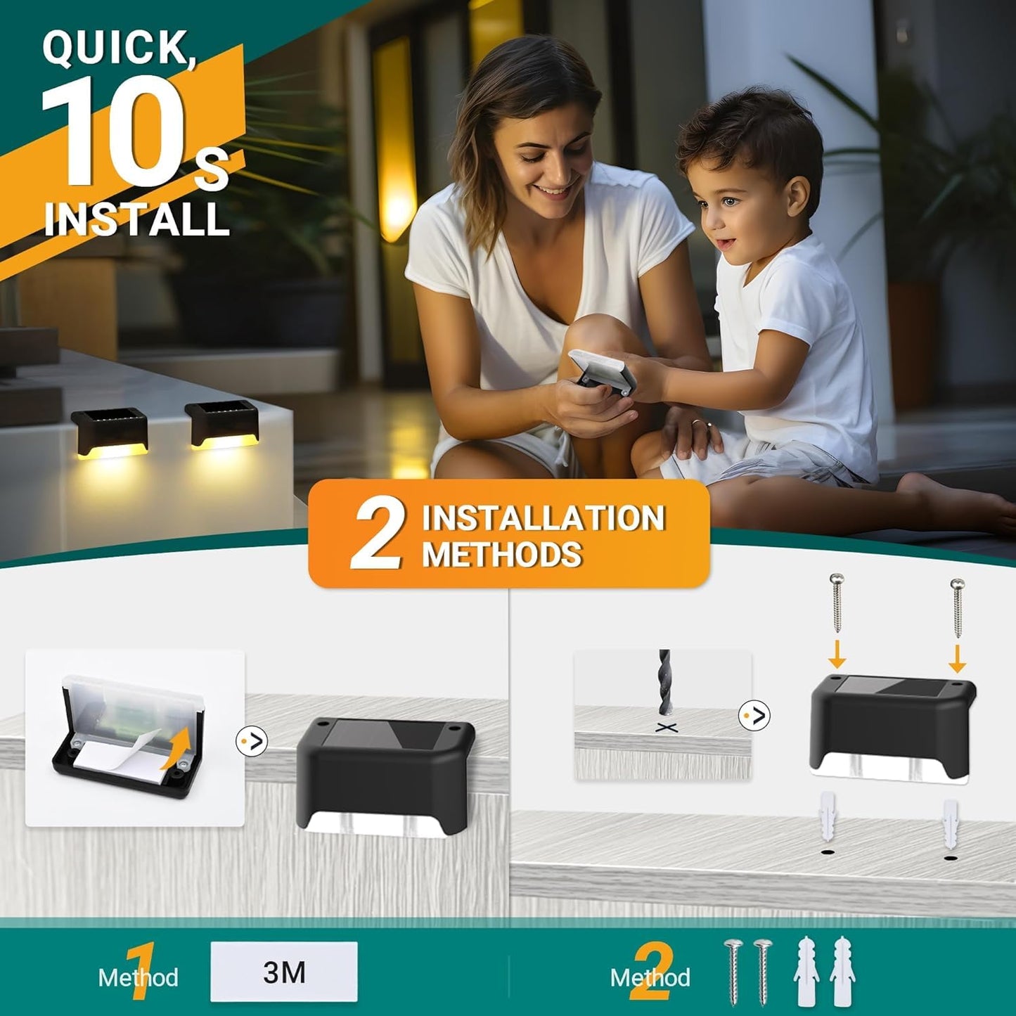 Waterproof LED Solar Powered Deck Stair Outdoor Light (Pack of 4)
