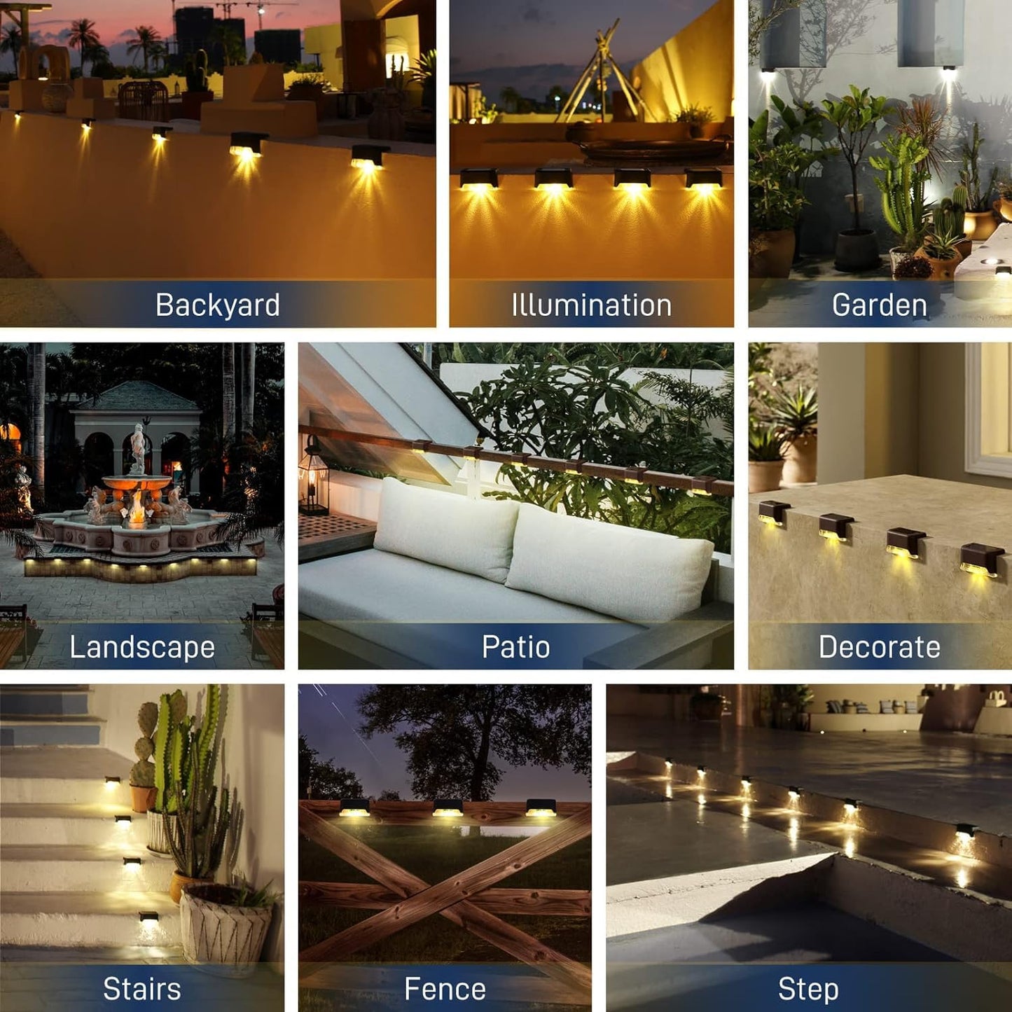 Waterproof LED Solar Powered Deck Stair Outdoor Light (Pack of 4)