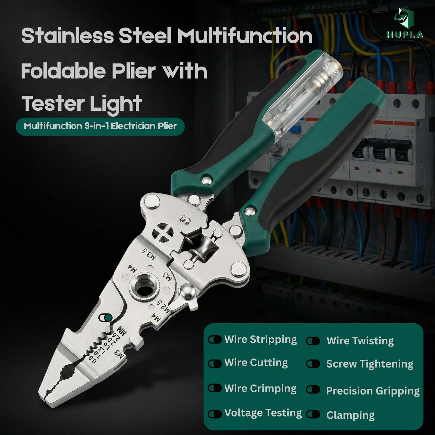(BUY 1 GET 2 FREE) 9 in 1 Multifunction Wire Stripper Plier with Electric Test Pen | Foldable Combination Tool for Electricians