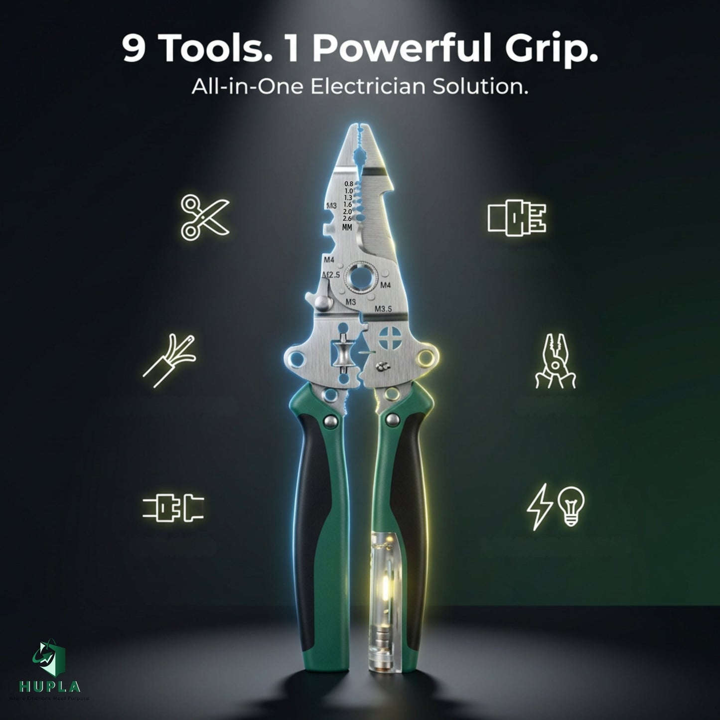 (BUY 1 GET 2 FREE) 9 in 1 Multifunction Wire Stripper Plier with Electric Test Pen | Foldable Combination Tool for Electricians