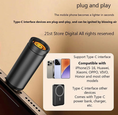 USB Electric Type-C Lighter | Flameless Windproof Mini Keychain Lighter