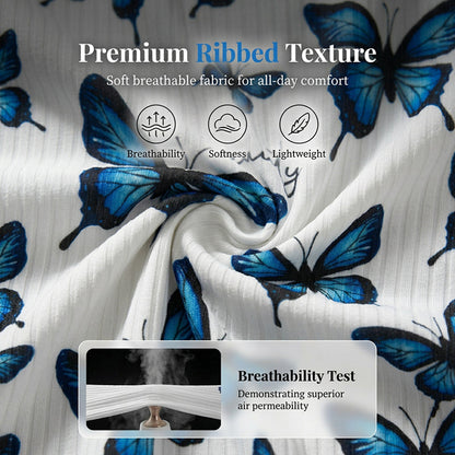 (BUY 1 GET 4 FREE ) 🦋50% OFF!✨ Women's Pajama Set – Butterfly Print, Cozy, Soft, Loungewear